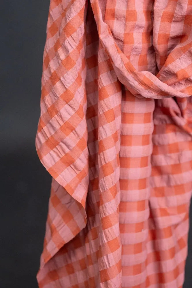 Merchant & Mills - Organic Cotton Seersucker - Gingham - Flush