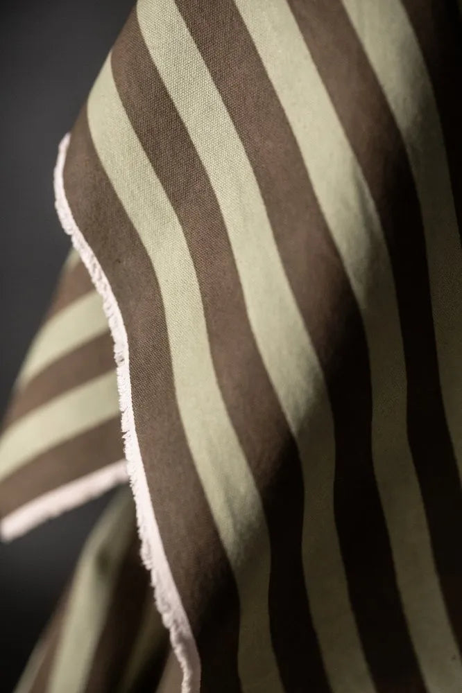 Merchant & Mills - Printed Canvas - Wide Stripe - Moss and Pine