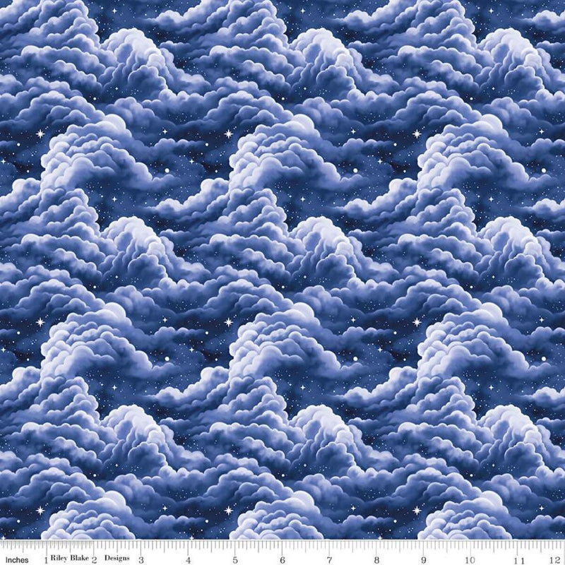 Riley Blake - Celtic Cats - Clouds - Navy
