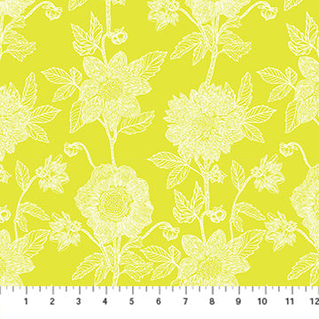 Anna Maria Textiles - Linen Cotton - Silhouette - Stitched Dahlia