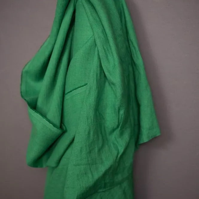 emerald green linen fabric with a soft drape