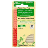 Clover - Flower Head Pins - 20ct - Red/Peach