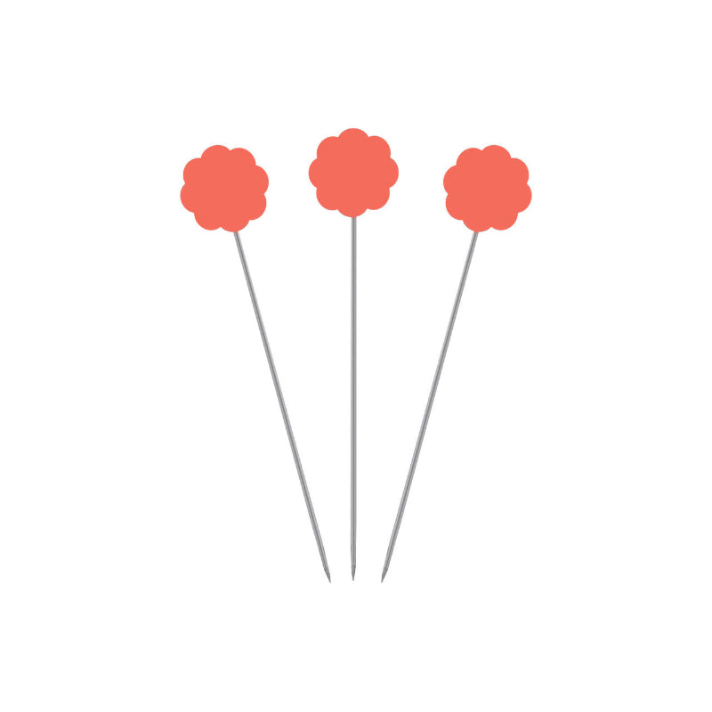 Clover - Flower Head Pins - 20ct - Red/Peach