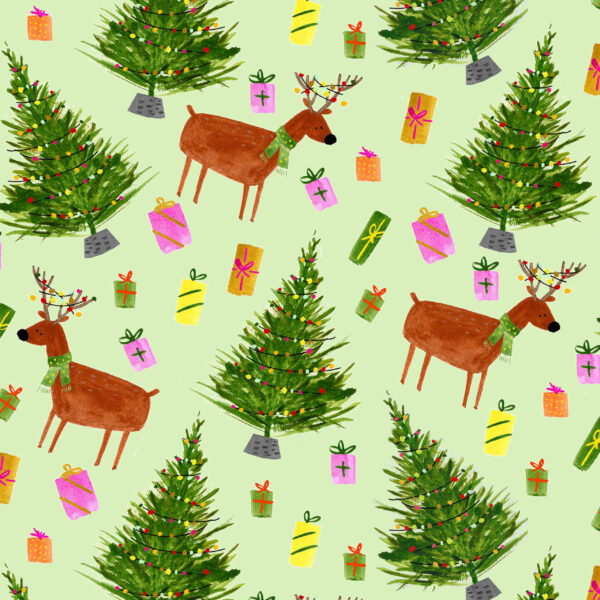 Christmas Santa & Mrs Claus Fabric Green Cotton Freckle & Lollie By The  Yard