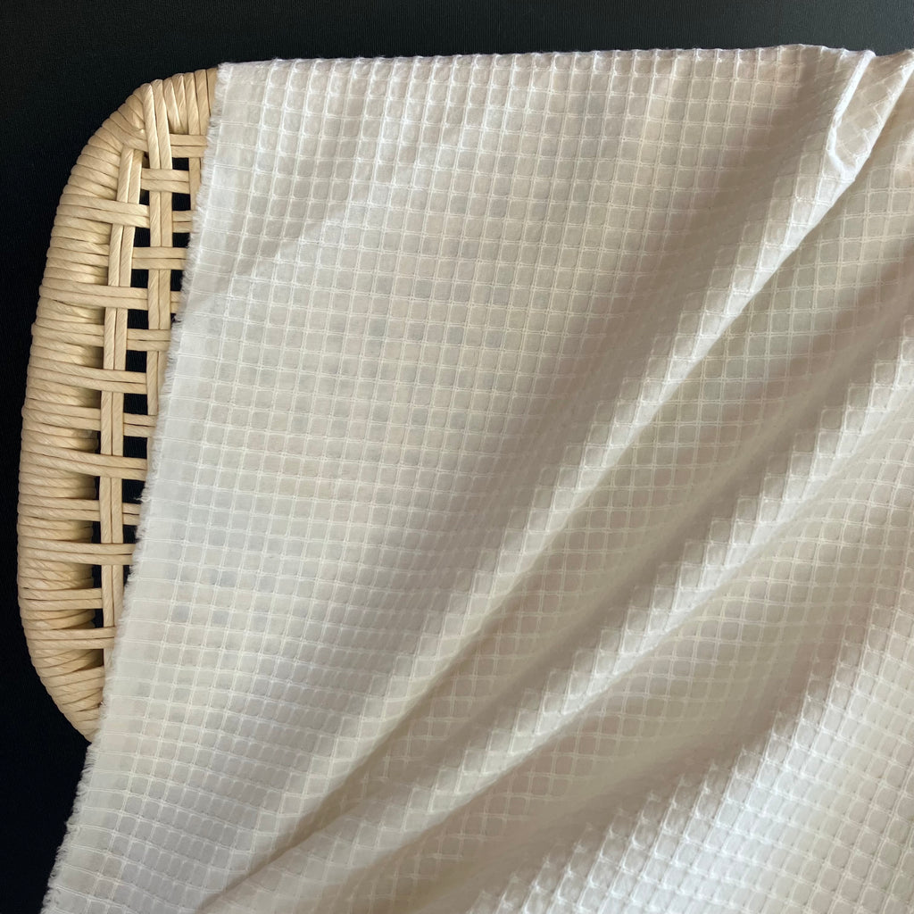 Kobayashi - Textured Grid Cotton Dobby - White