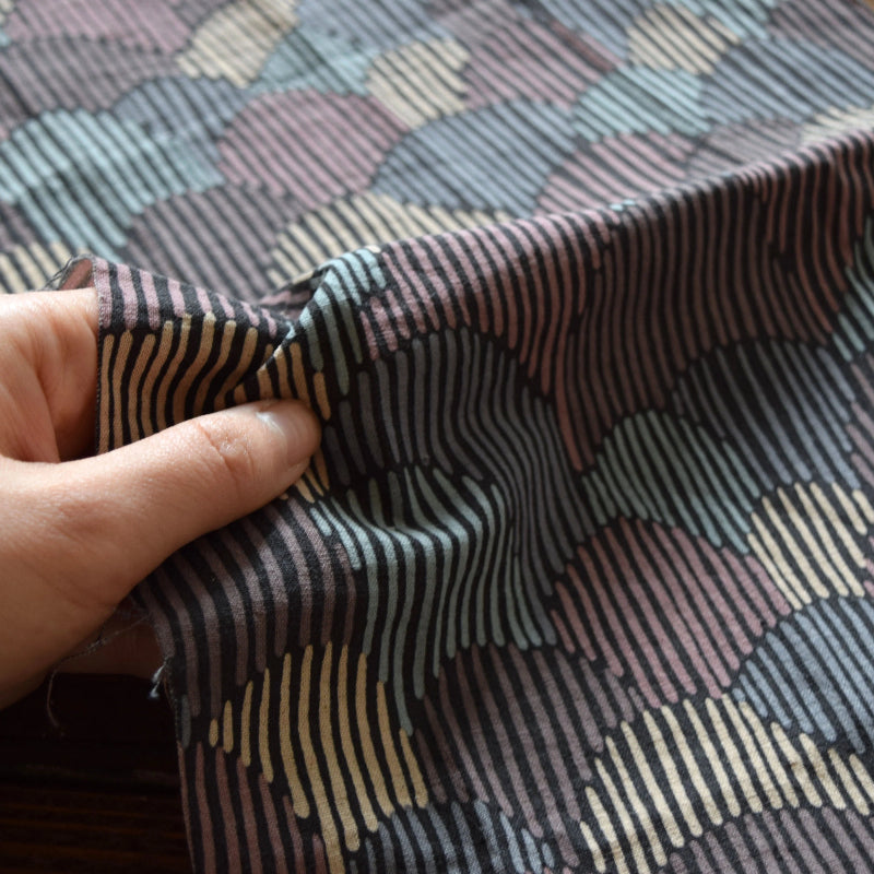 Linen Sheeting - Pathway by Bookhou - Scallops - Black