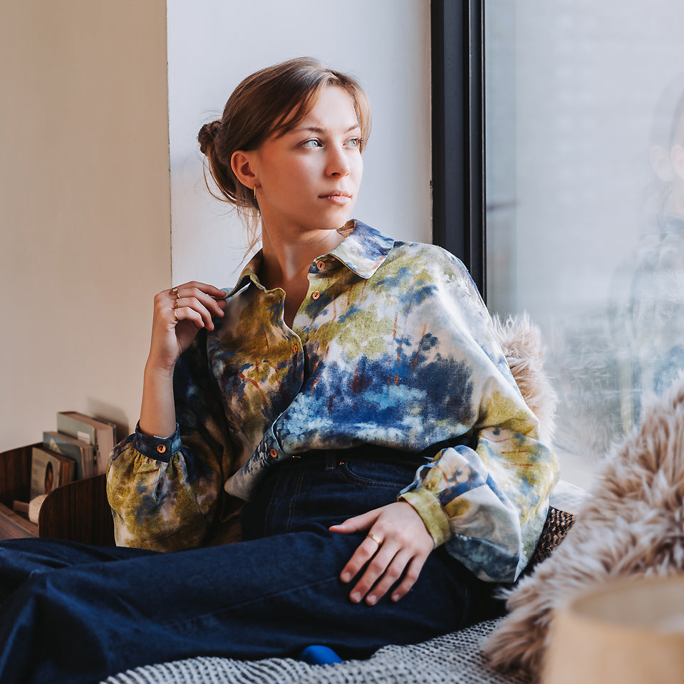 See You at Six - Linen Viscose Blend - Dreamy Forest