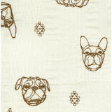 Kokka - +HAyU - Embroidered Double Gauze - Dog Faces - Brown on Cream