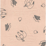 Kokka - +HAyU - Embroidered Double Gauze - Doves - Gray on Peach