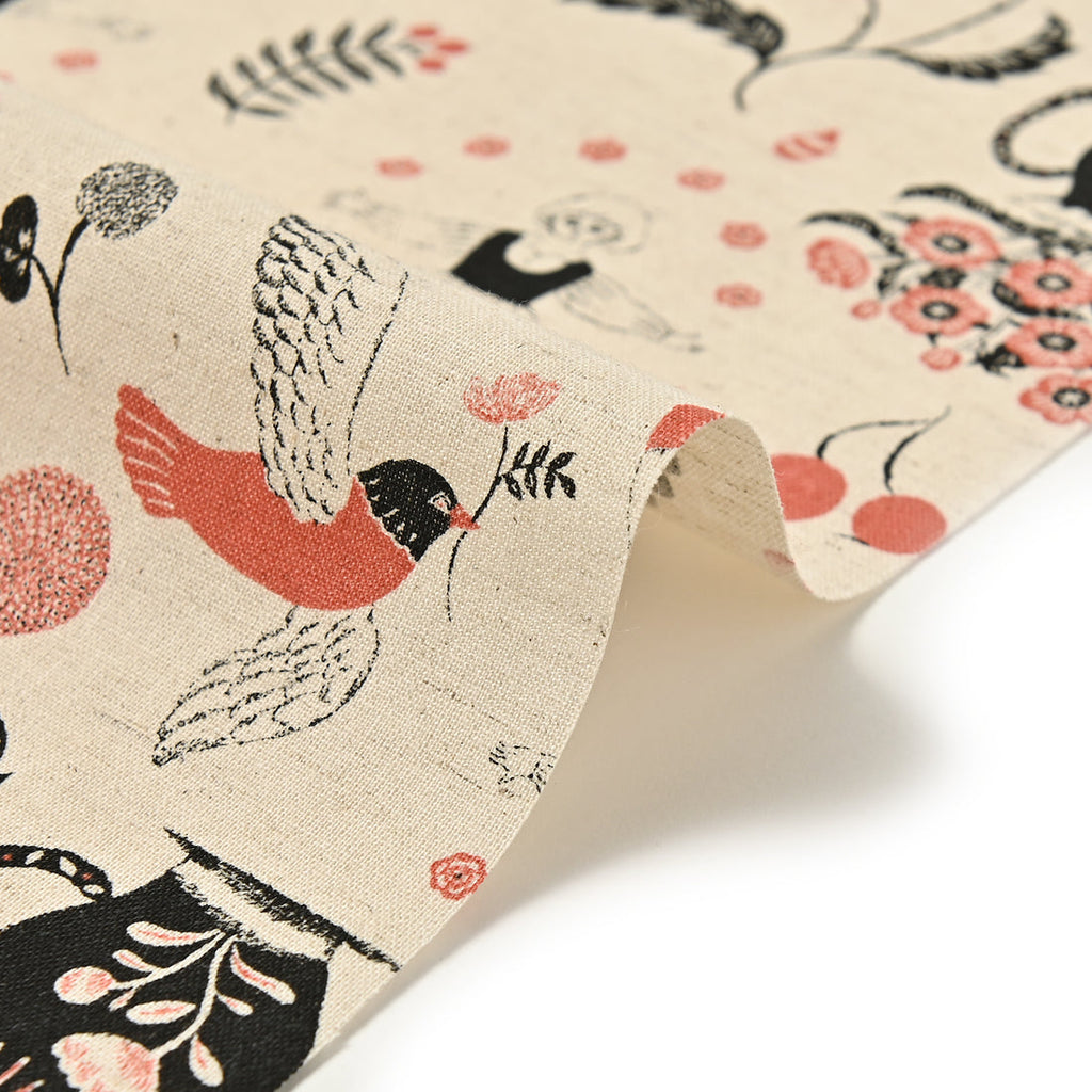 Kokka - Cotton/Linen Sheeting - Sanae Sugimoto - Humming Flower - Natural