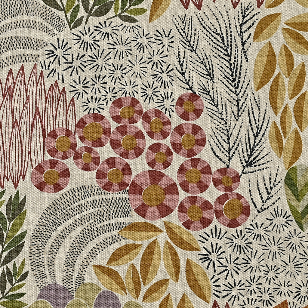 Kokka - Cotton/Linen Lightweight Canvas - Bloom by Bookhou - Natural