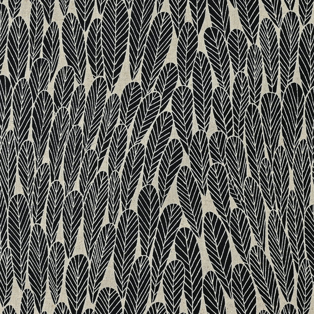 Kokka - Cotton/Linen Lightweight Canvas - Leaf by Bookhou - Black on Natural