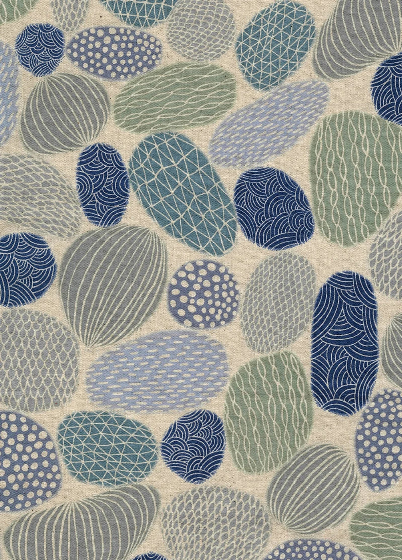 Kokka - Cotton/Linen Sheeting - Pathway by Bookhou - Stones - Blue