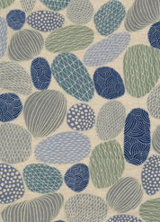 Kokka - Cotton/Linen Sheeting - Pathway by Bookhou - Stones - Blue