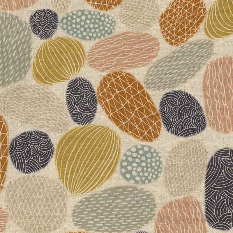 Kokka - Cotton/Linen Canvas - Pathway by Bookhou - Stones - Yellow