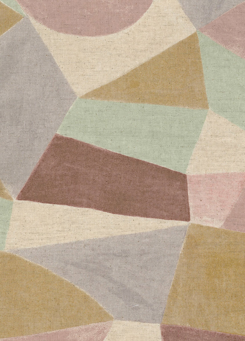 Kokka - Cotton/Linen Sheeting - Pathway by Bookhou - Shapes - Pink/Beige