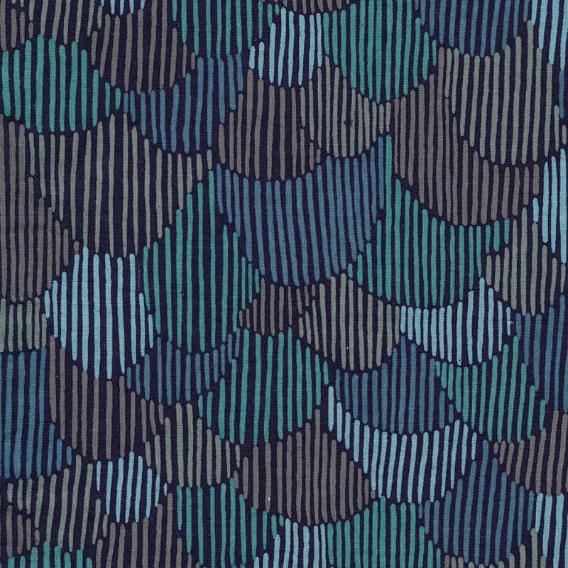 Linen Sheeting - Pathway by Bookhou - Scallops - Navy