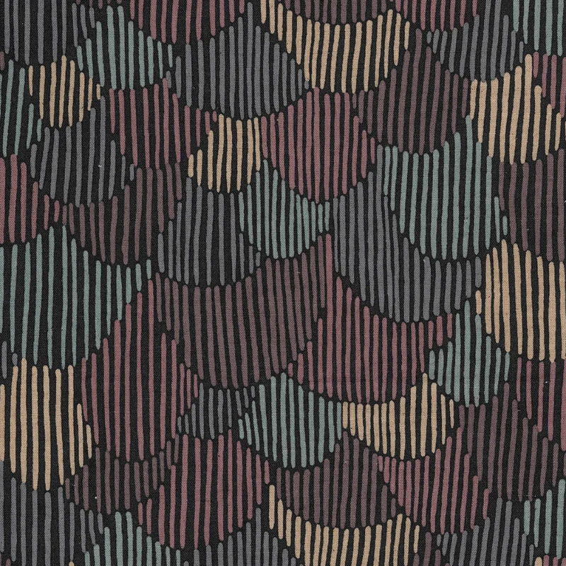 Linen Sheeting - Pathway by Bookhou - Scallops - Black