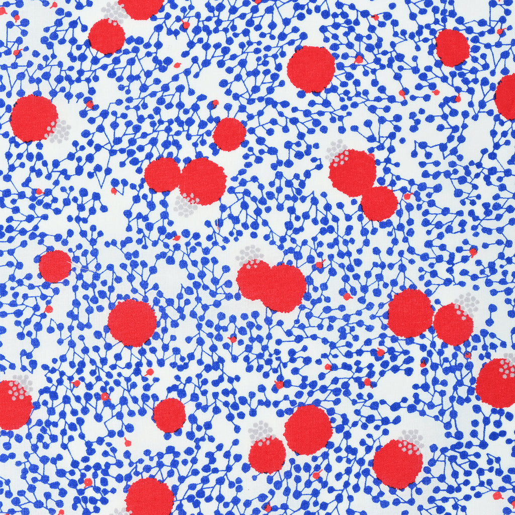 Echino - Cotton Lawn - Berry Berry - Blue and Red on White