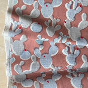 Vancet - Cotton Linen Canvas - Cactus Shapes - Coral