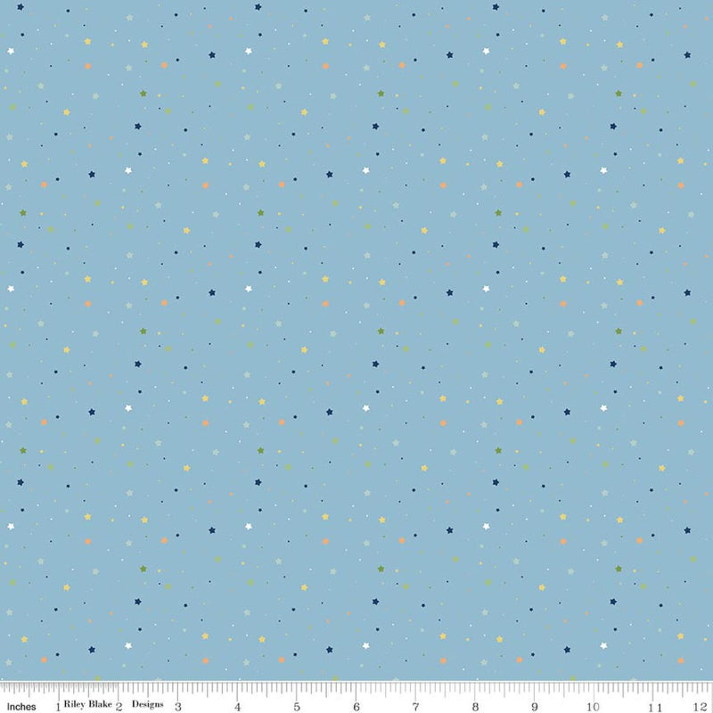 Riley Blake - Flannel - Love You to the Moon - Stars - Blue