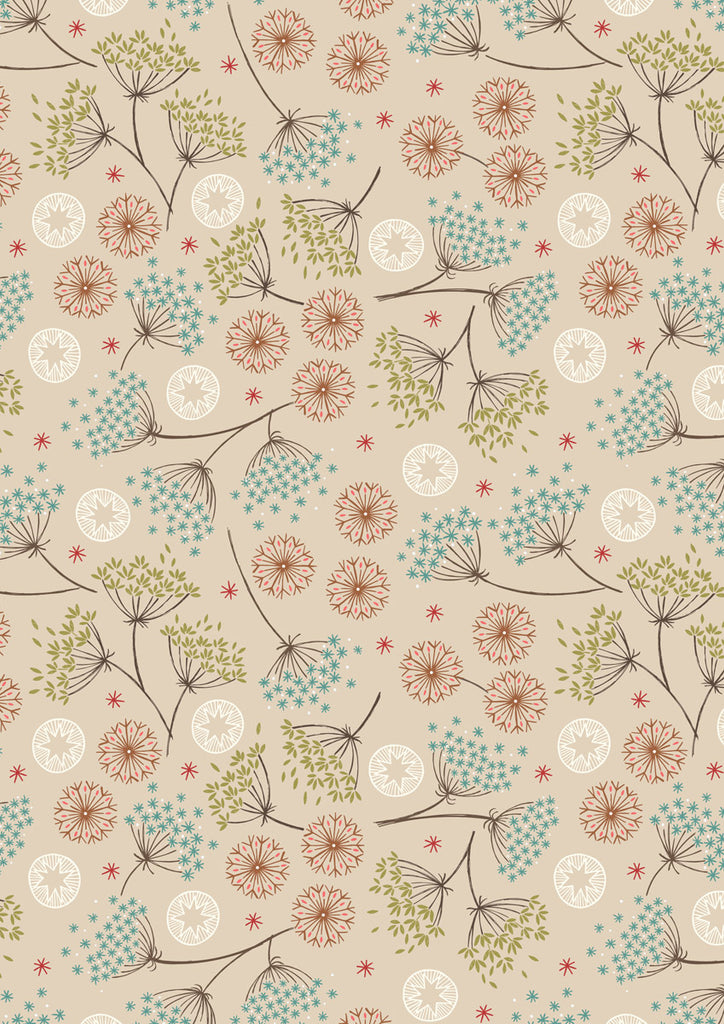 Lewis and Irene - Forest Winter - Flannel - Winter Floral on Dark Cream