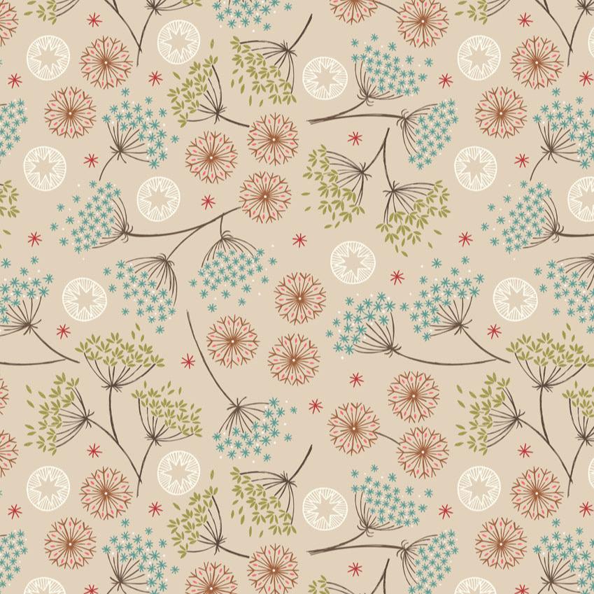 Lewis and Irene - Forest Winter - Flannel - Winter Floral on Dark Cream