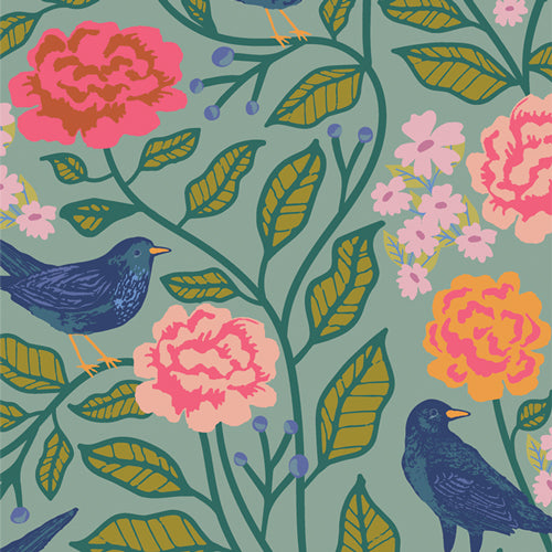 Art Gallery - Flannel - Starling - Hens and Chicks