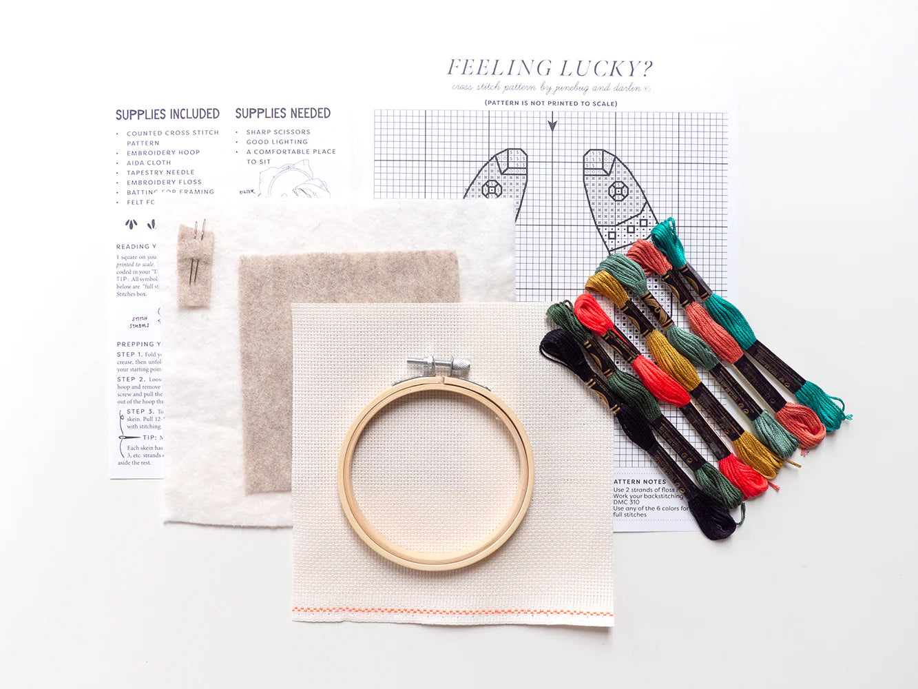 Junebug & Darlin - 4" Cross Stitch Kit - Feeling Lucky