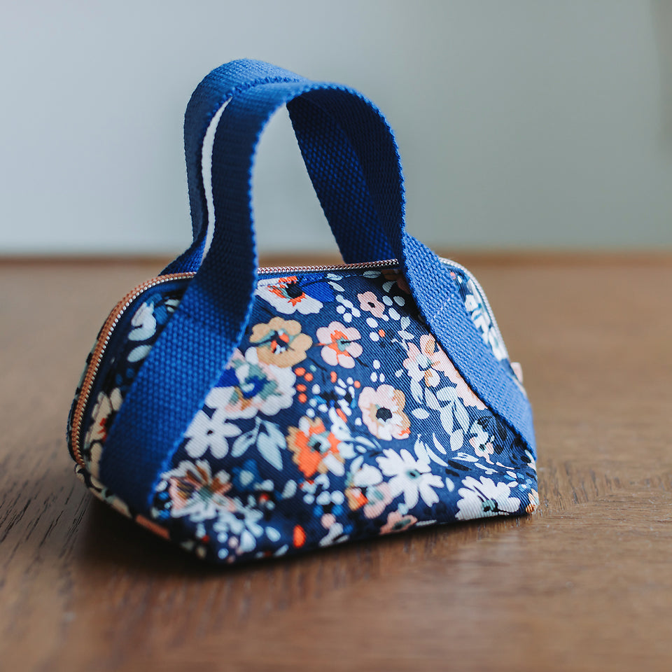 See You at Six - Cotton Gabardine Twill - Flower Joy - Oceana Blue