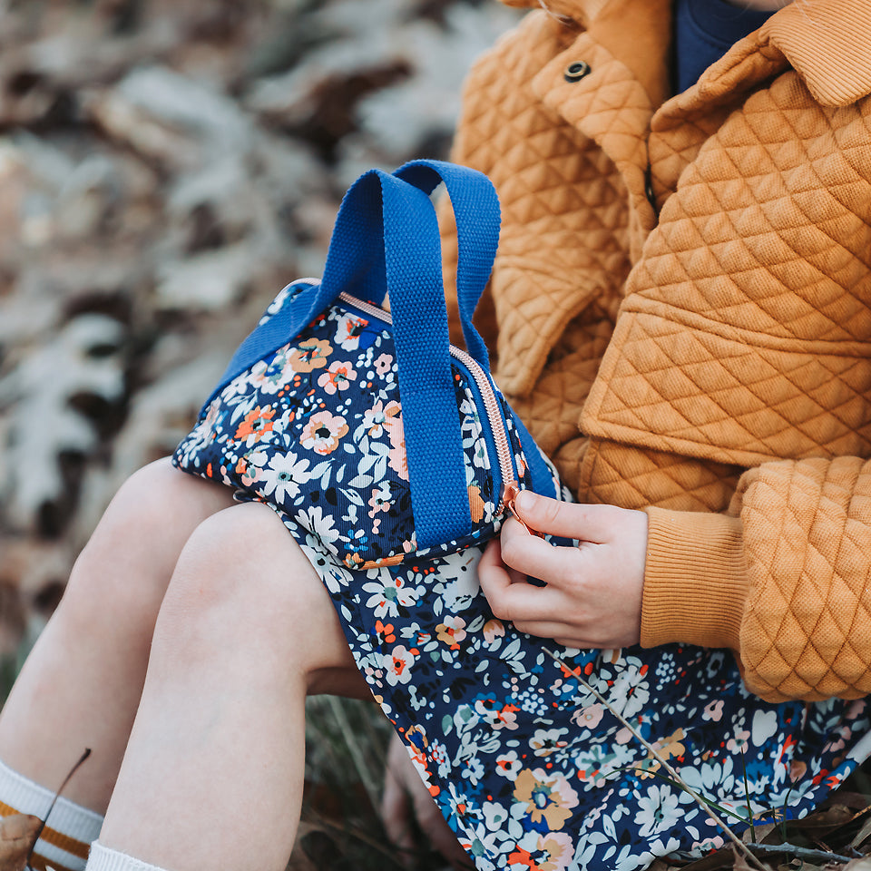 See You at Six - Cotton Gabardine Twill - Flower Joy - Oceana Blue