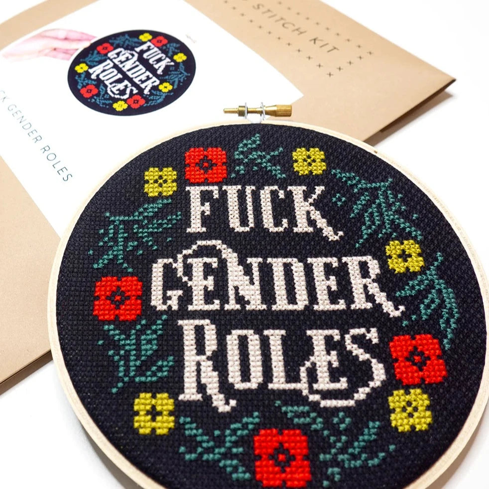Junebug & Darlin - 6" Cross Stitch Kit - Fck Gender Roles