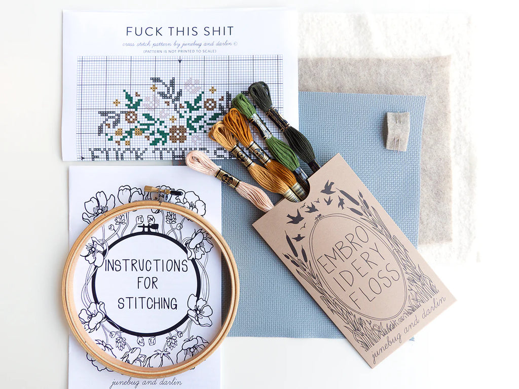 Junebug & Darlin - 6" Cross Stitch Kit - F*ck this Sh*t