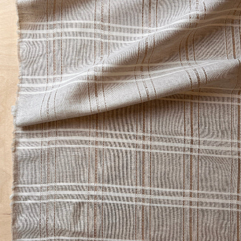 Lino Textile - Linen - Ladder Lace Plaid - Natural