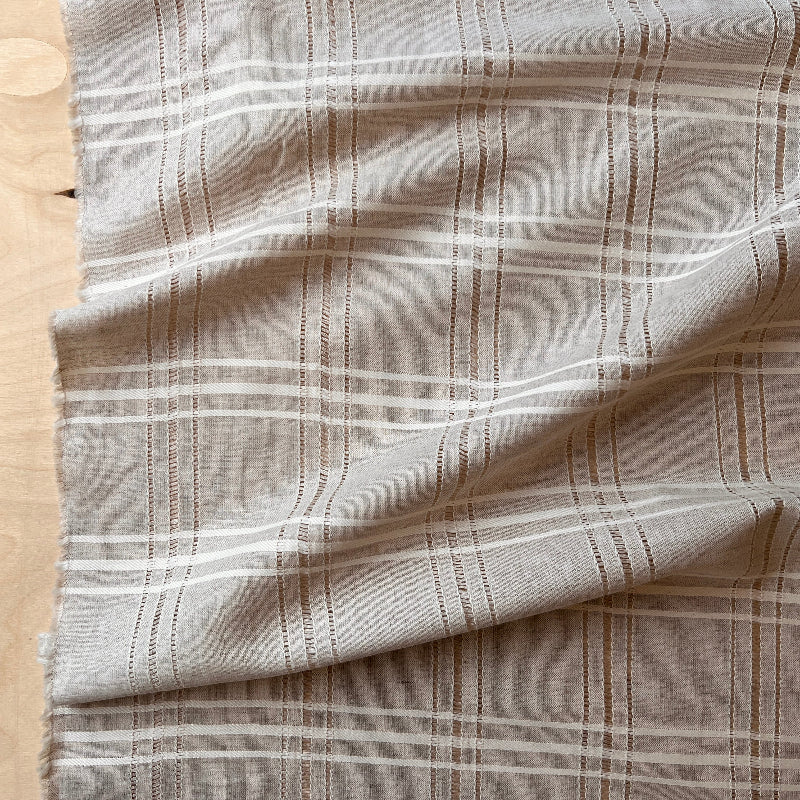 Lino Textile - Linen - Ladder Lace Plaid - Natural