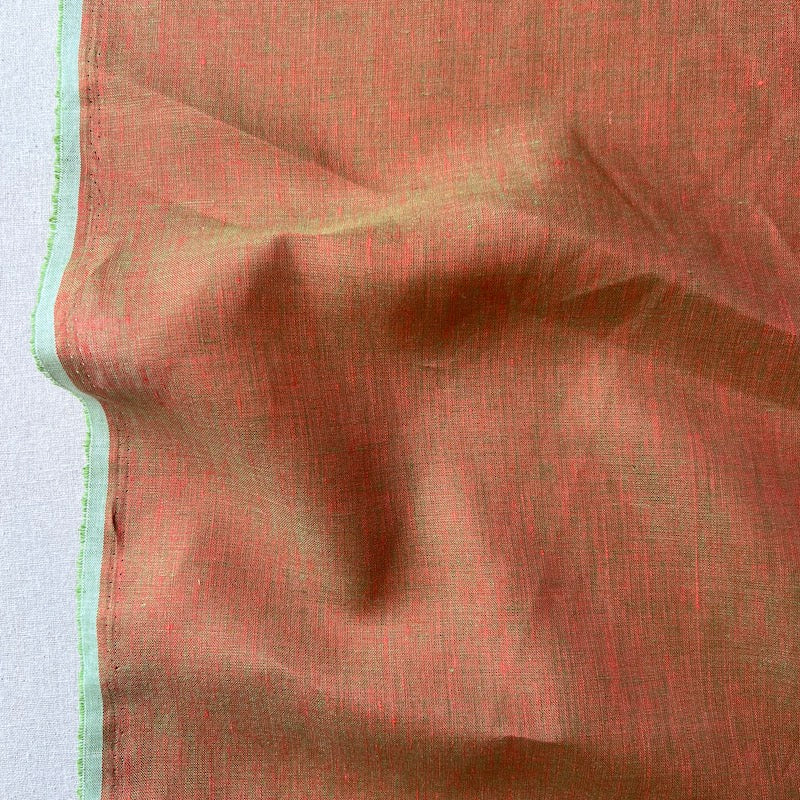 Lino Textile - Linen - Two Tones - Orange and Green