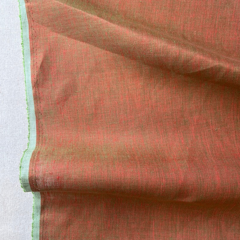 Lino Textile - Linen - Two Tones - Orange and Green