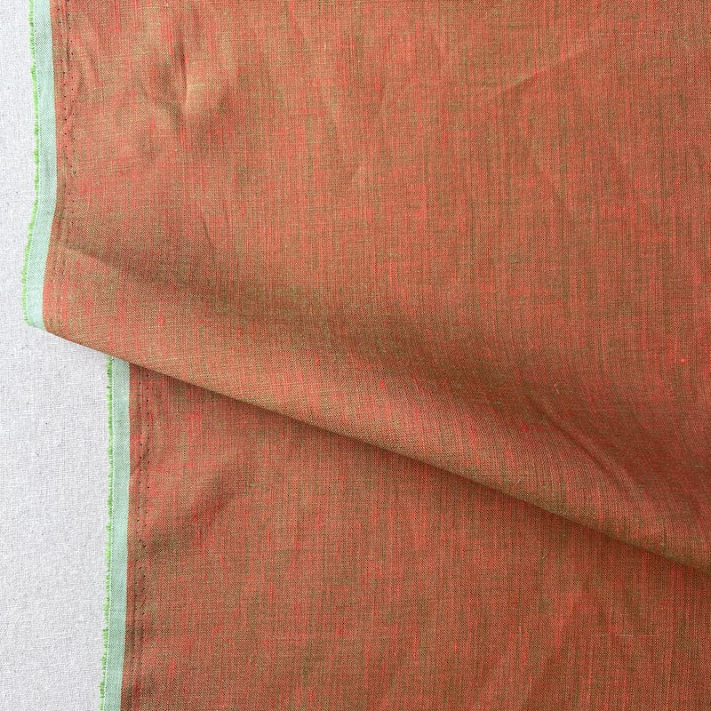 Lino Textile - Linen - Two Tones - Orange and Green