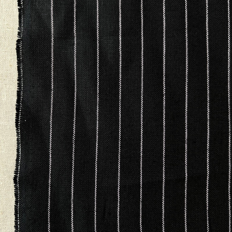 Lino Textile - Linen - Stripe - White on Black