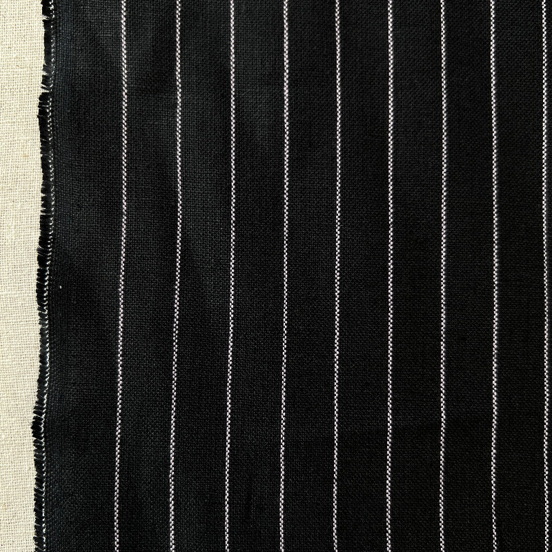 Lino Textile - Linen - Stripe - White on Black