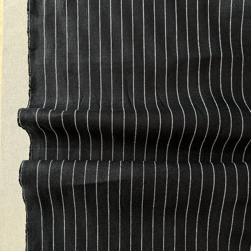 Lino Textile - Linen - Stripe - White on Black