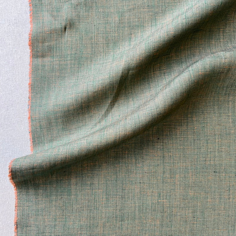 Lino Textile - Linen - Two Tones - Green and Orange