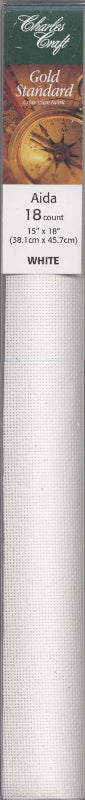 Charles Craft - Aida Cloth  - 18ct  - 15in x 18in - White