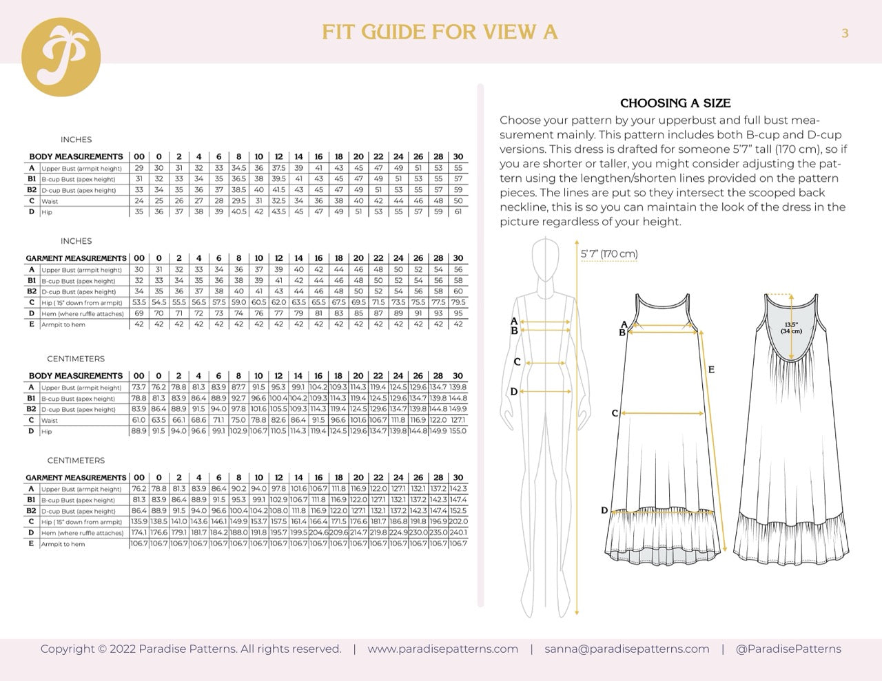 Paradise Patterns - Hallon Dress - PDF and Printed Pattern