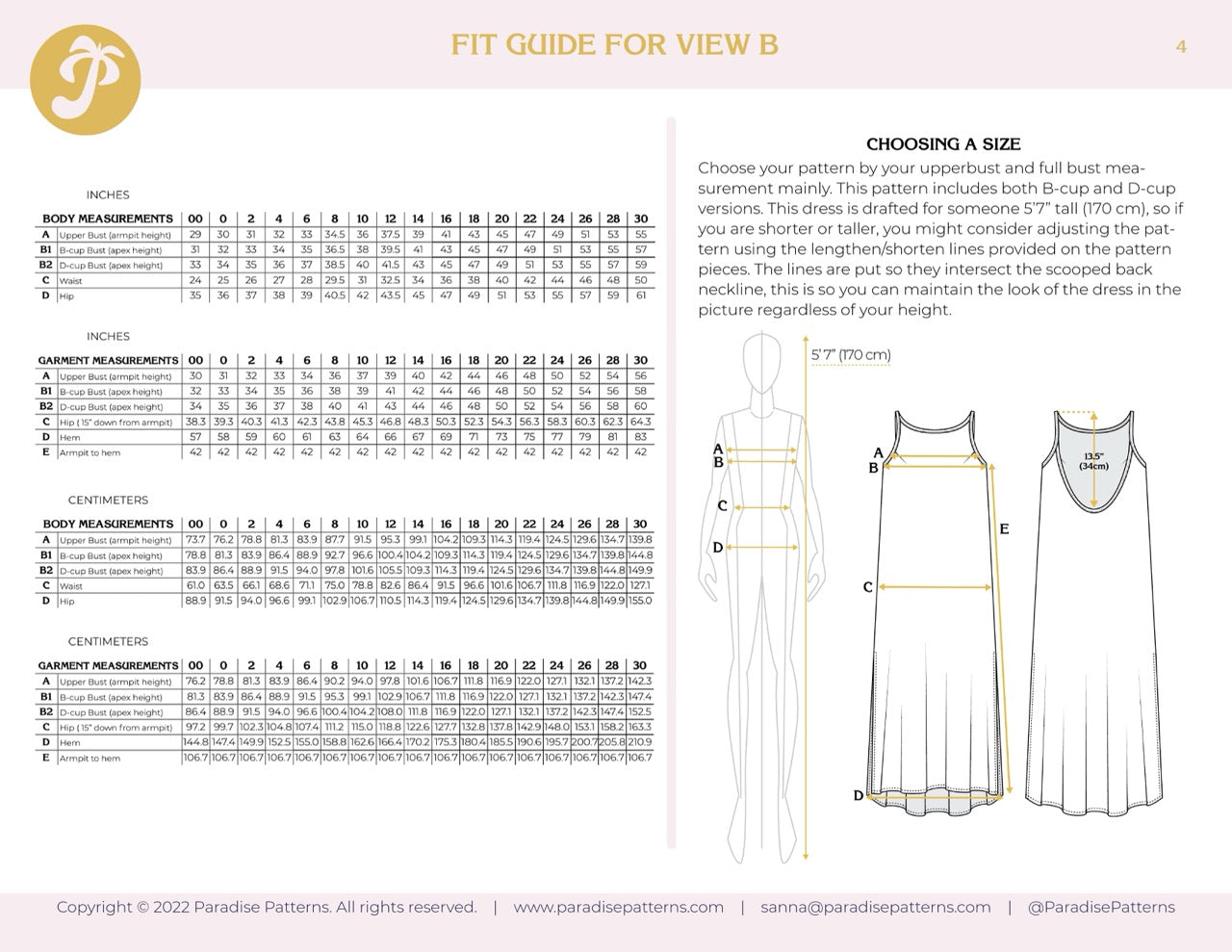 Paradise Patterns - Hallon Dress - PDF and Printed Pattern