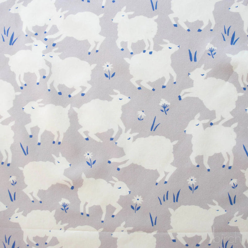 Birch Fabrics - Organic Cotton Poplin - Little Lamb - Fog