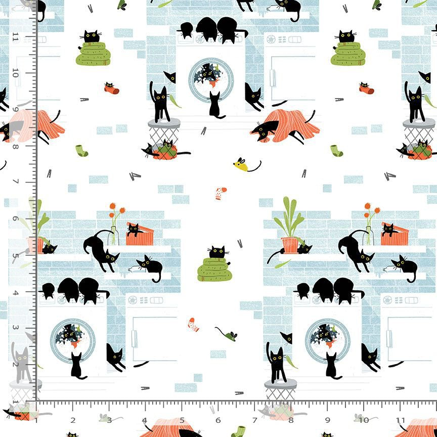 Pre-Cut Bundle - Dear Stella - Cats in the Laundry - Fat Quarters and Panel