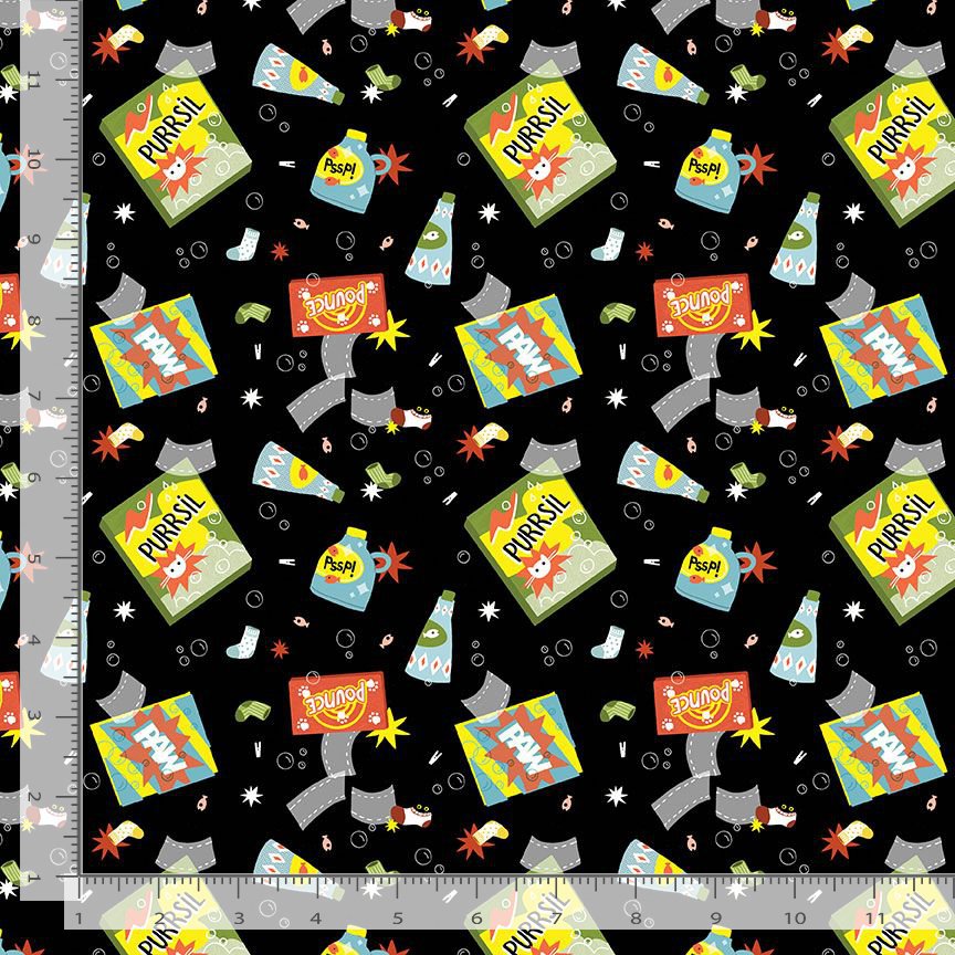 Pre-Cut Bundle - Dear Stella - Cats in the Laundry - Fat Quarters and Panel