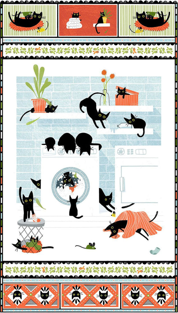 Pre-Cut Bundle - Dear Stella - Cats in the Laundry - Fat Quarters and Panel