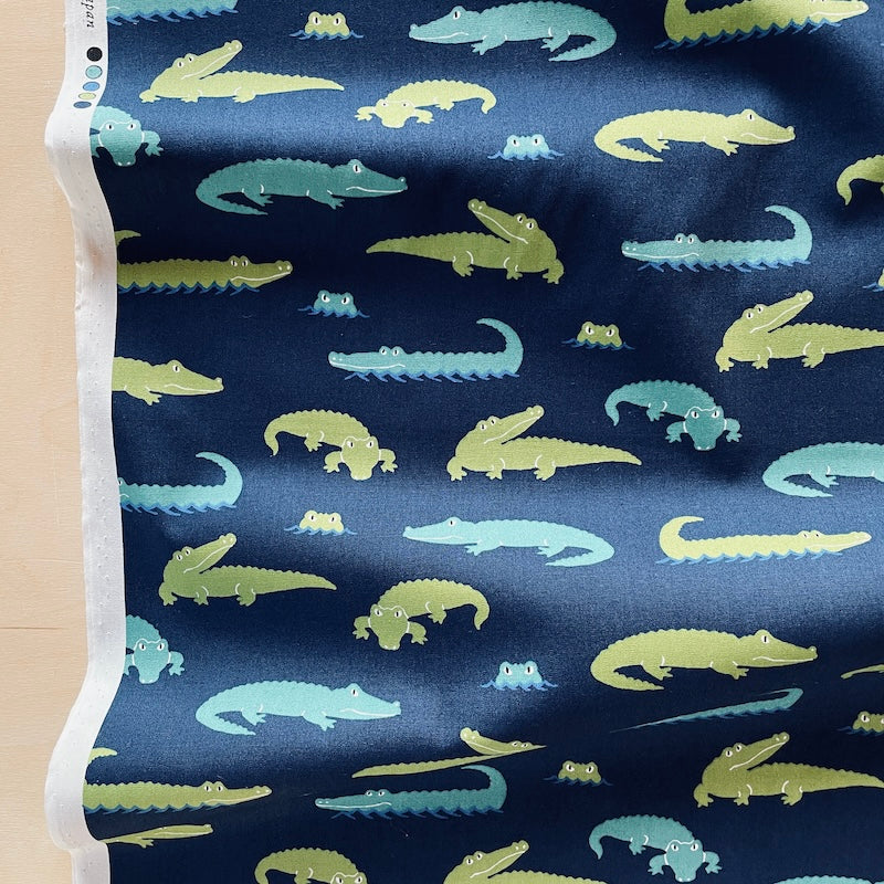 SALE - Sevenberry - Cotton Sheeting - Alligators - Navy